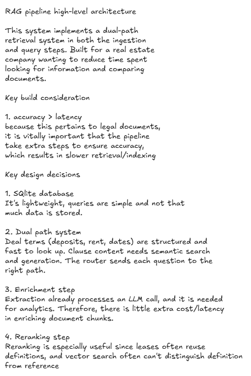 RAG pipeline design decisions and architecture notes