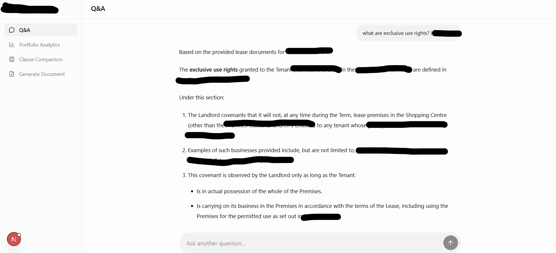 Q&A interface